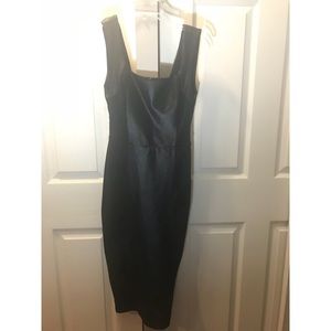 Bodycon midi dress w/leather effect panel